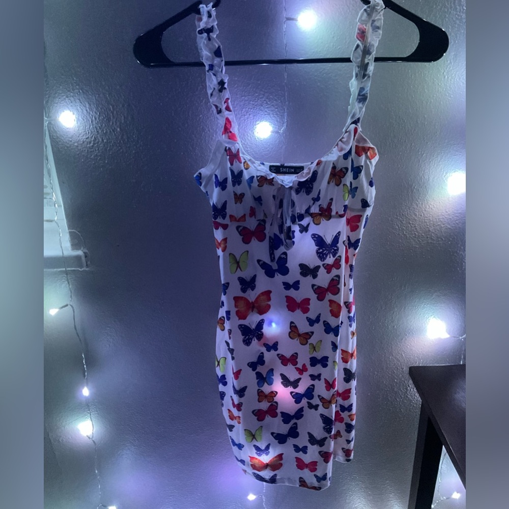 white butterfly dress